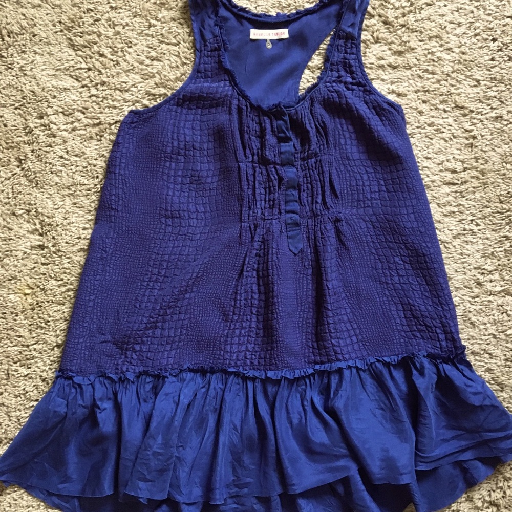 Rebecca Taylor Silk Blue Sleeveless Blouse